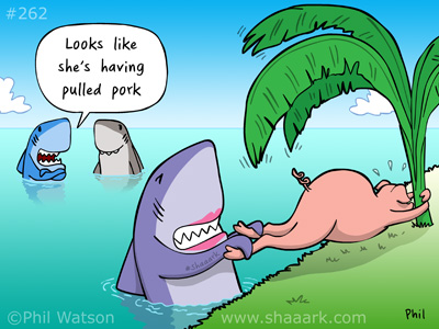 shark cartoon pulled pork